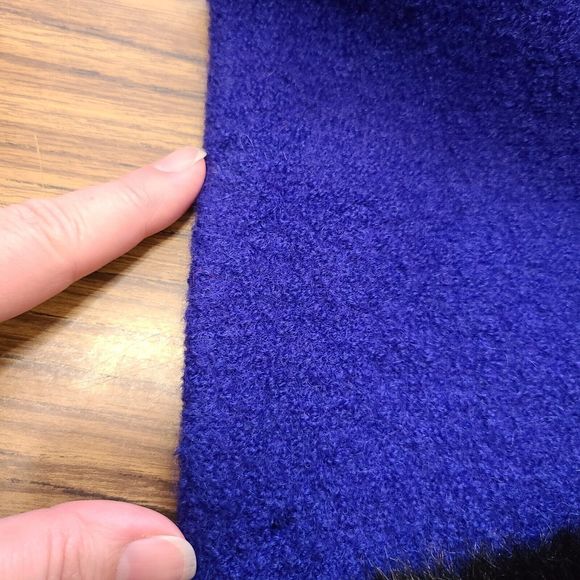 NWT Lisa Int. Women (L) Blue Boiled Wool Vest w/Faux Fur Collar-HAS ISSUES - Picture 4 of 16